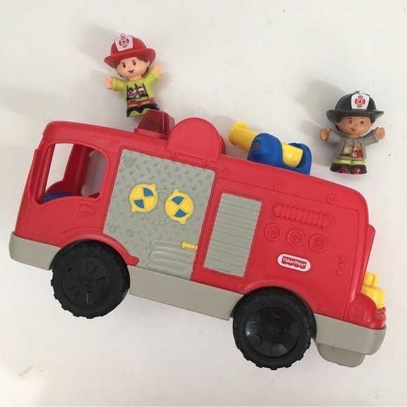 Little People Fisher Price Musical Fire Truck With Working Lights 2 Figures - Picture 2 of 15